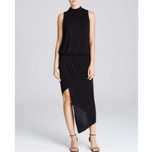NWT Elizabeth & James Harold Jersey Asymmetrical Dress Mock Neck Black - XS